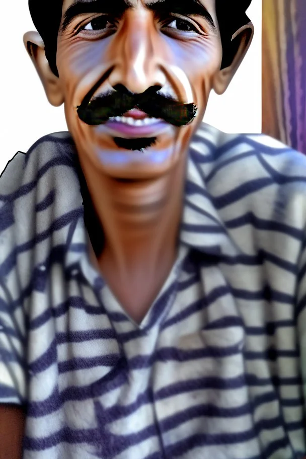 Panel style Transfer drawing the Convert the image of the face An Arab man from the And make him laugh so open mouth very hard panel style Transfer photo detailed view Excellent full view Very high copy Copies of the original image and paste realism Accurate Extremely realistic Panoramic details Very realistic detailed Wonderful full view and stunning wide-angle transfer style transfer photo detailed 3D