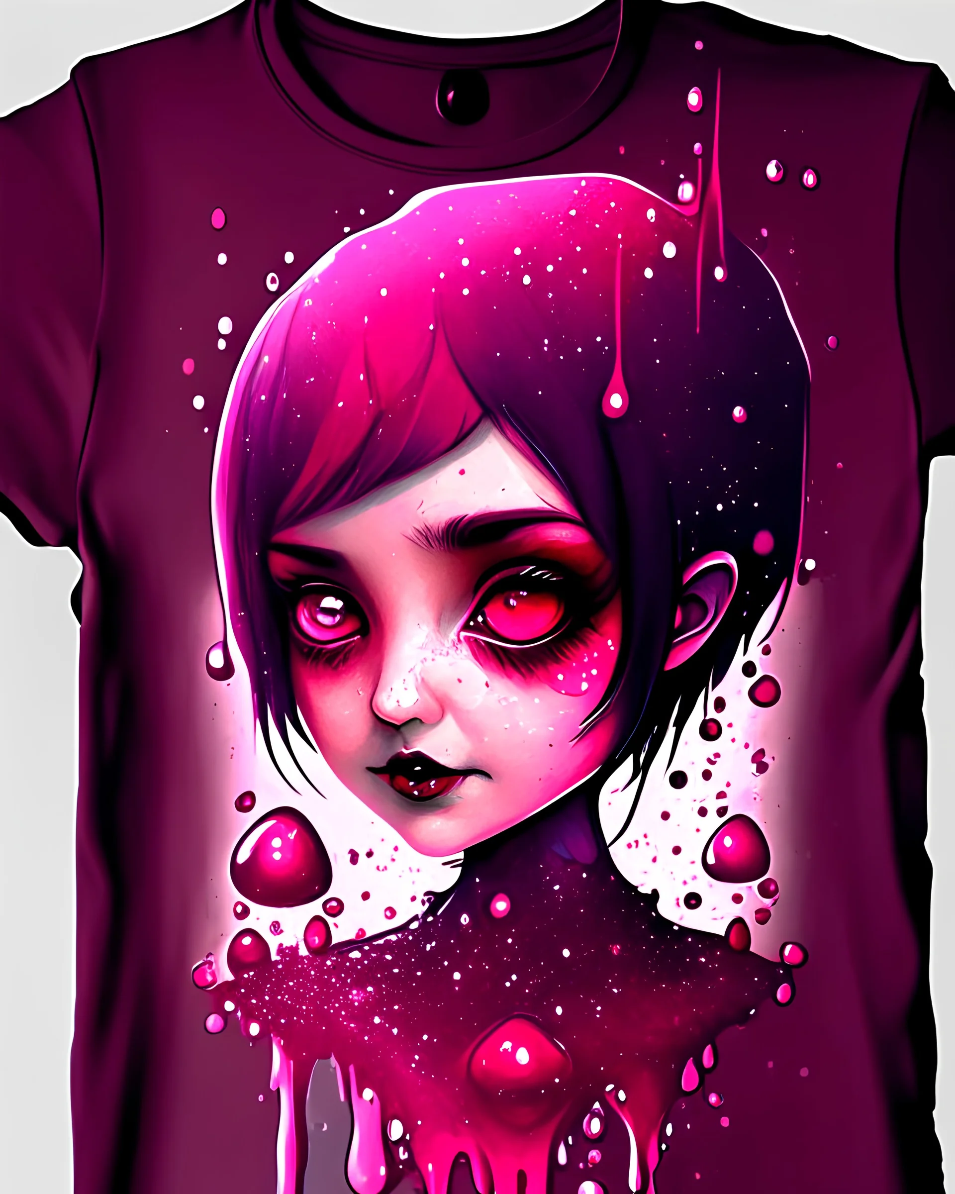 A detailed illustration darkred slime Goth girl, t-shirt design, pastel tetradic colors, 3D vector art, cute and quirky, fantasy art, watercolor effect, bokeh,