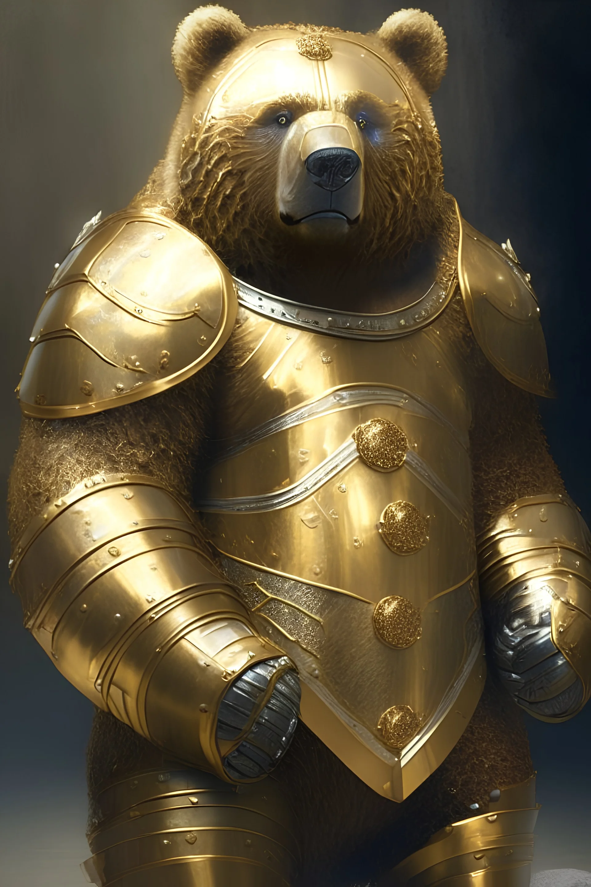 a bear with a golden armor