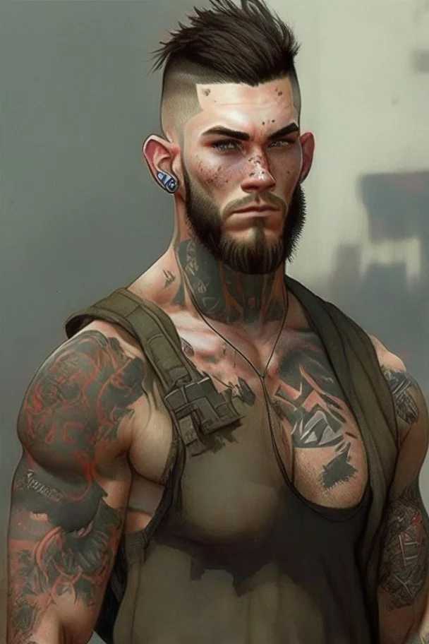 Max Pettis, a tall muscular guy with a short trimmed beard, wild brown hair, lots of tattoos and piercings. He was a USMC grunt before the apocalypse