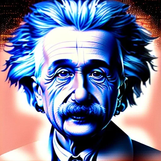 A portrait of Einstein, 3d, small dude, high detail, symbols, 4k, ray traing, high detail