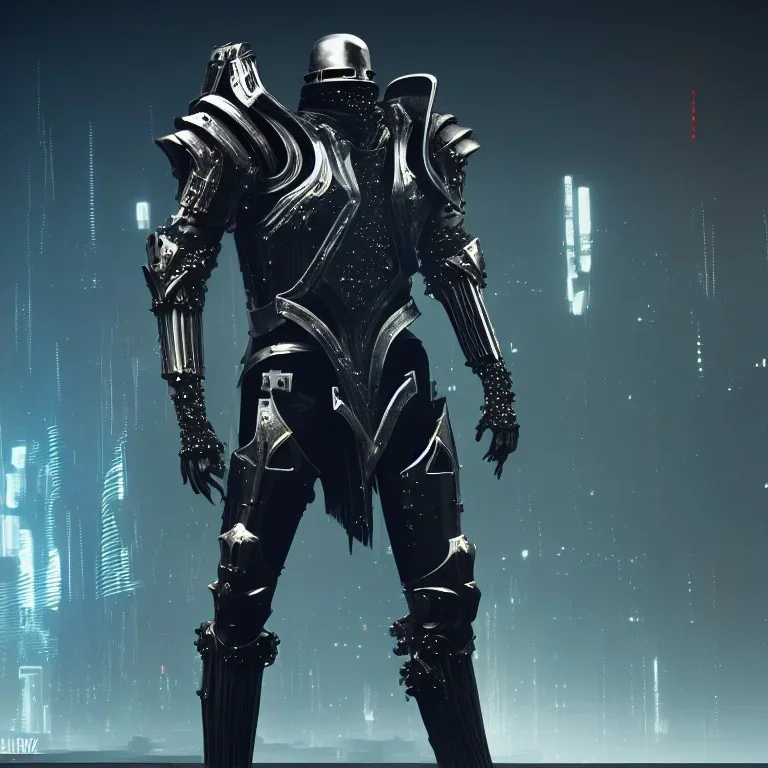 evil king in black metal armor, futuristic suit, emperious, 8k resolution concept art, cyberpunk 2077