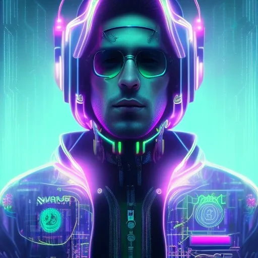 Men neon future cyberpunk