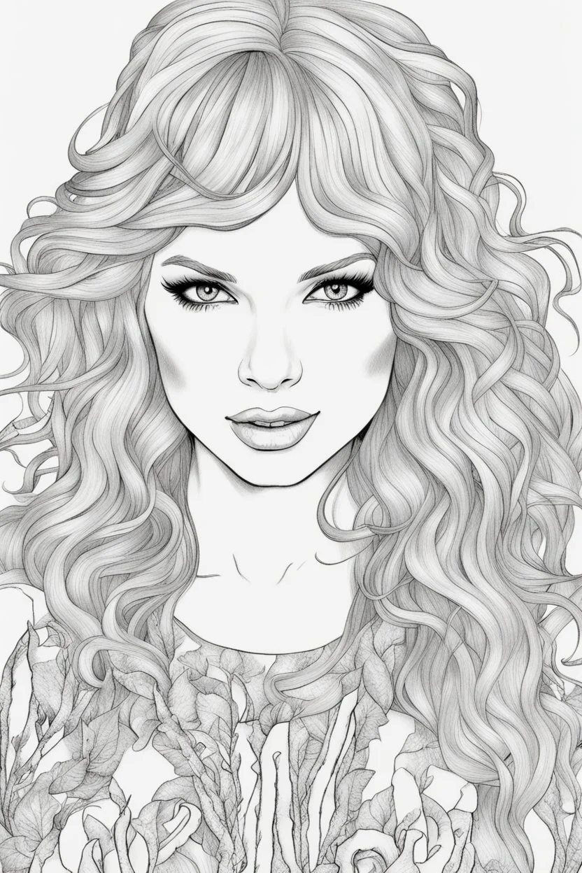 coloring pages of taylor swift for adults, Designs Black and white, No Shading
