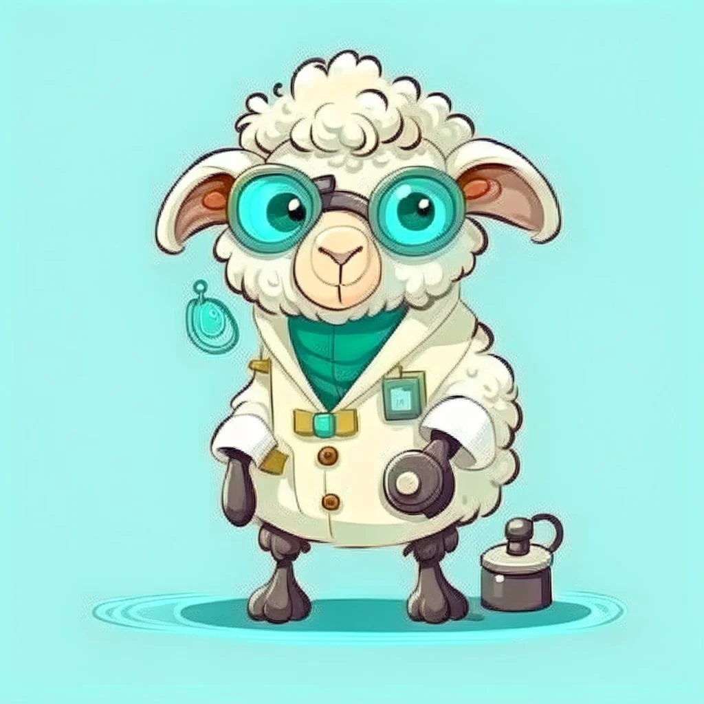 Funny sheep wearing a doctor's suit