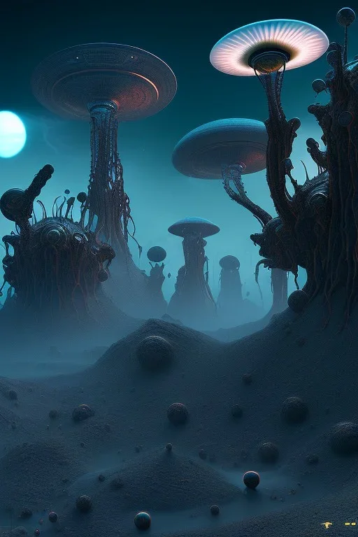 alien STRANGE WORLDS, 8k, finely detailed, photo realistic.