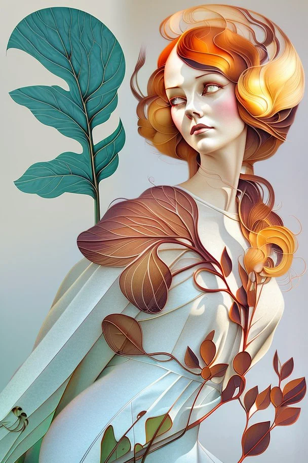 Streamline moderne woman windblown hair trees leaves carel weight Oxana dobrovolska catrin welz-stein andrea kowch andrea kurti art deco