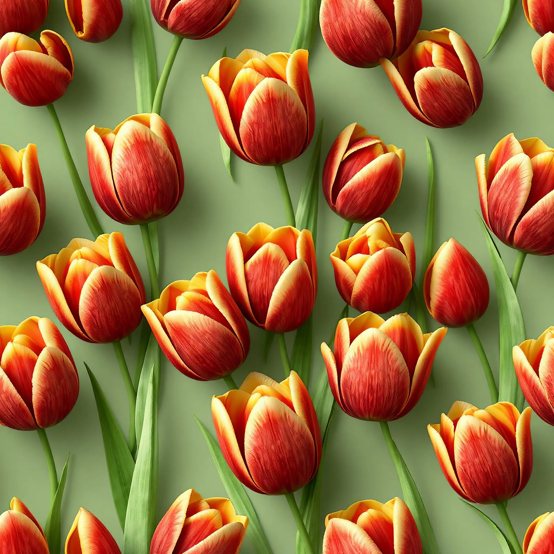 8k 3d realistic seamless wallpaper fancy brown coloured and green coloured tulips deep mixed