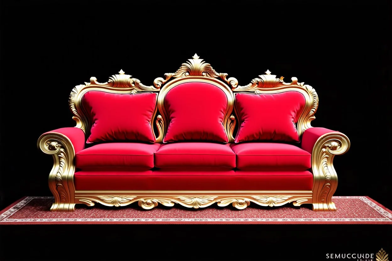 image of a Royal sofa with 3d fractal base decoration made of good wood no background without table