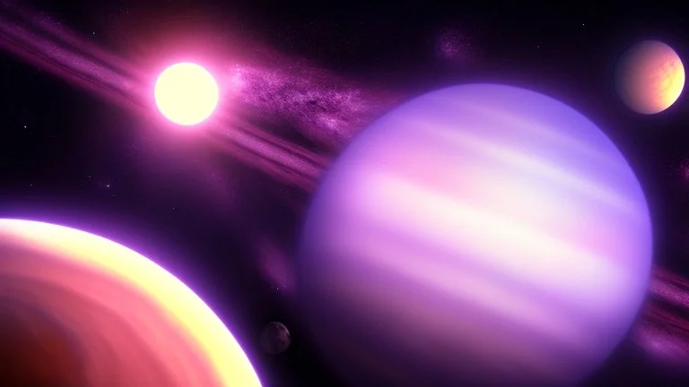 alien planets in space with large moons