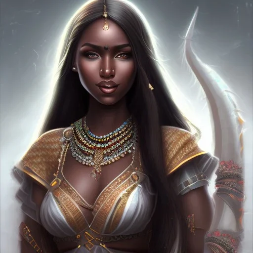 fantasy setting, dark-skinned woman, indian,
