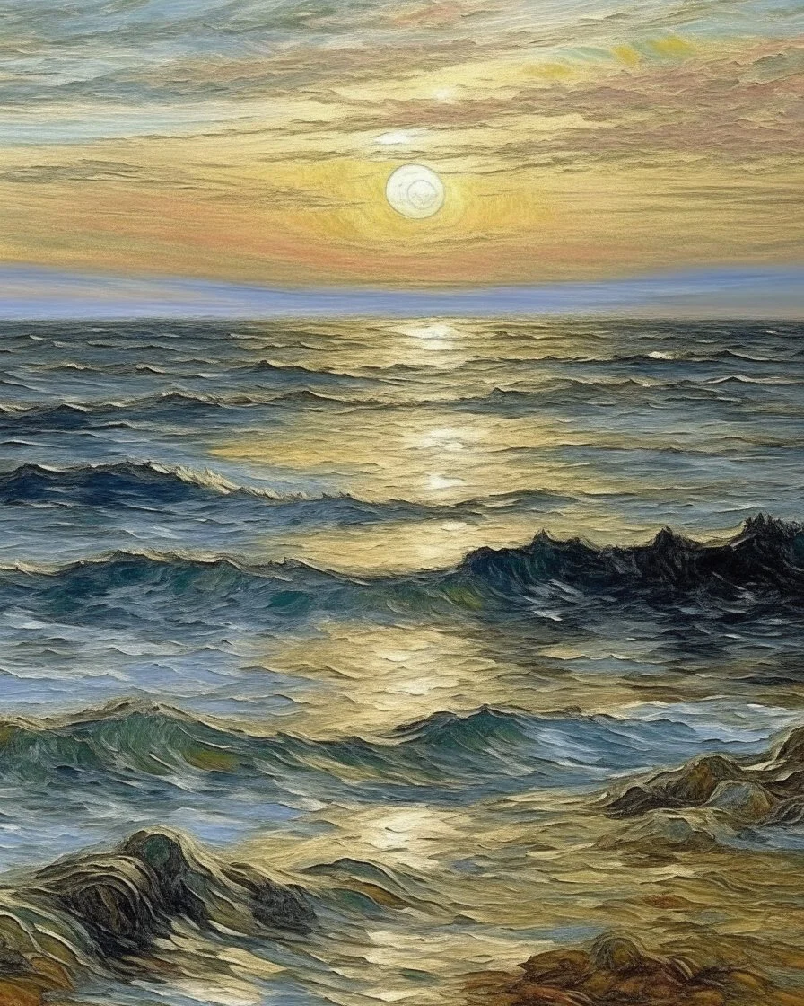 A flesh color sea made out of oil painted by Claude Monet