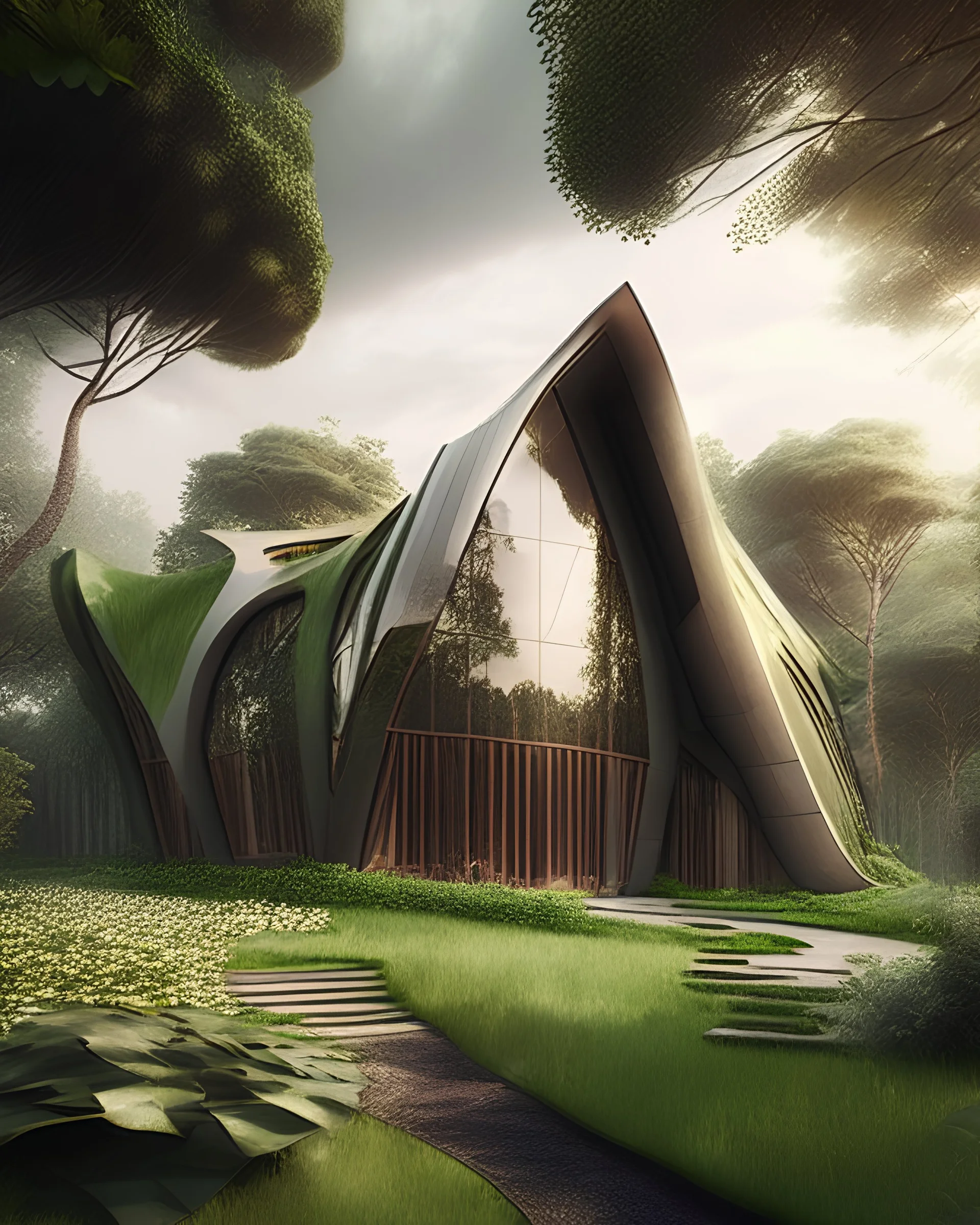 Casa campestre Zahan Hadid arte foto rrealista