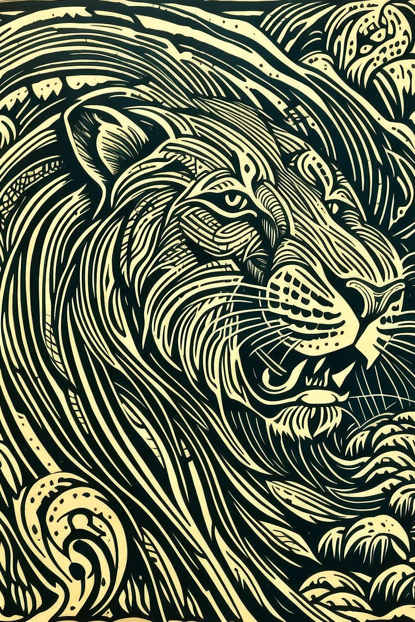 Linocut pride comes before a fall