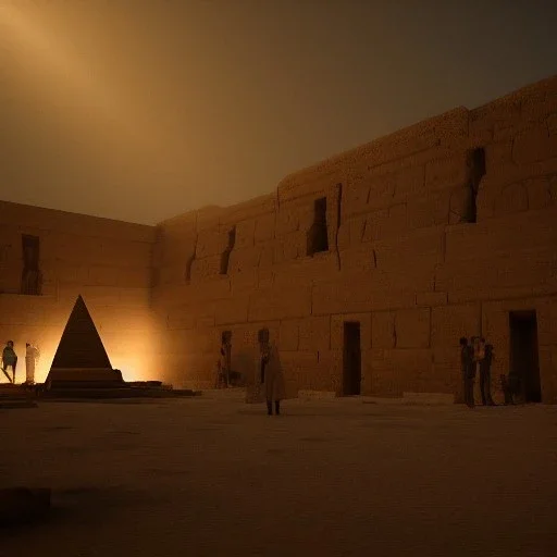 Jewish slaves in ancient Egypt, building a pyramid, dramatic, dramatic lighting, volumetric lighting, hyperrealisme, 8k, high quality, photorealistic, lot of details