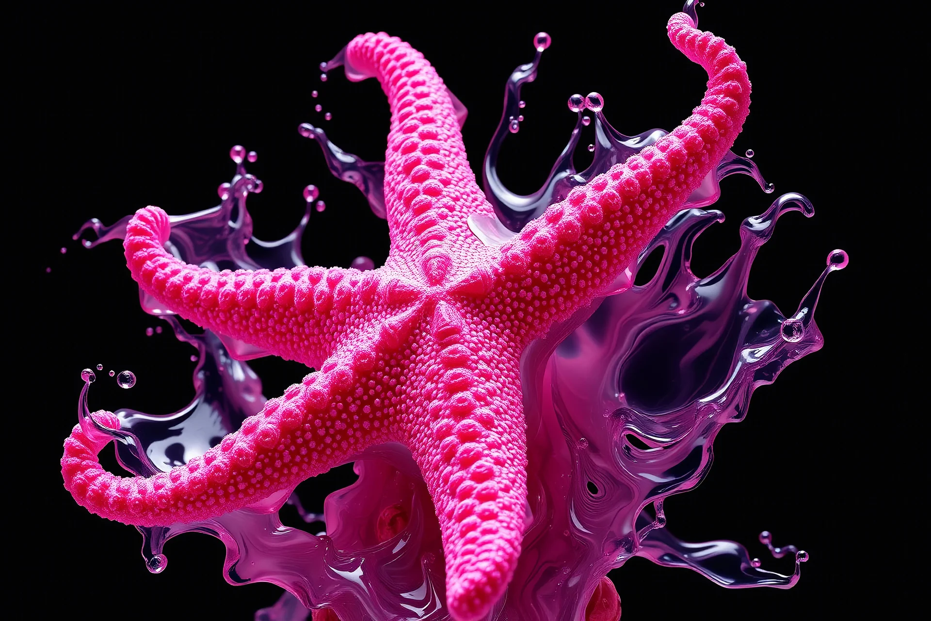 Alberto Seveso art, pink starfish, abstract liquid sculpture, 3d render, alcohol-ink, ink, Alberto Seveso texture, loose painting style, intricate detail, cinematic lighting, octane render, 8k render volumetric lighting, realistic, 8k resolution