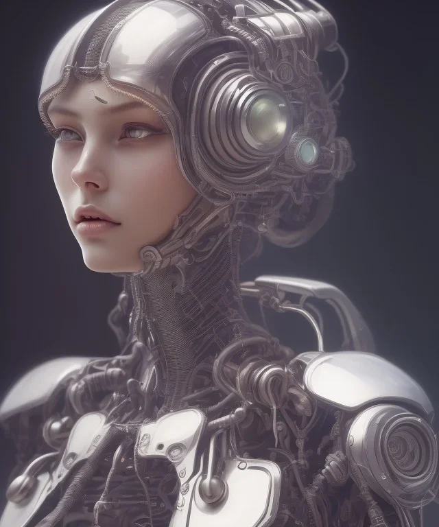 ultra detailed, mechanical cyberpunk female android, looking into the camera, intricate, elegant, super highly detailed, professional digital painting, artstation, concept art, smooth, sharp focus, no blur, no dof, extreme illustration, unreal engine 5, photorealism, 8k, cinematic, art by artgerm and greg rutkowski and alphonse mucha and loish and wlop