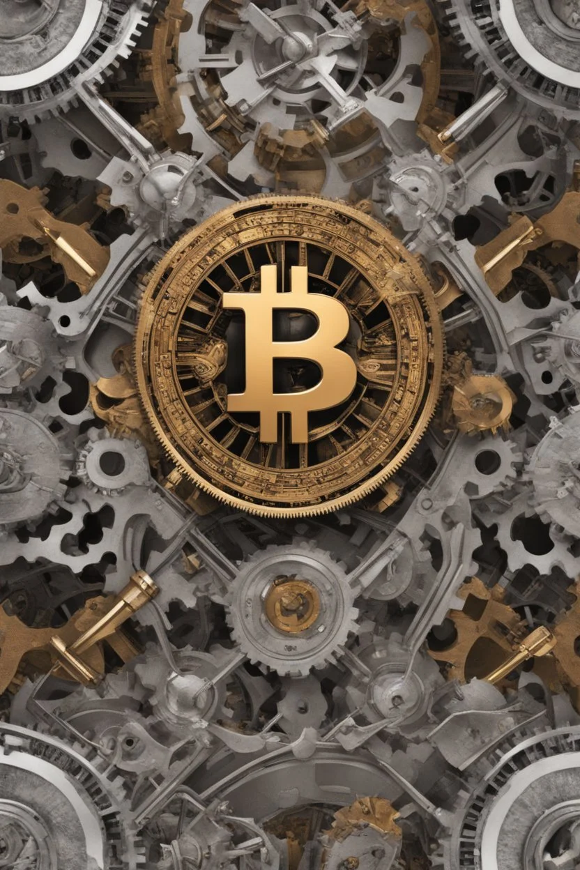 digital masterpiece depicting Bitcoin as the central piece in an intricate clockwork mechanism? The gears and cogs represent different cryptocurrencies, with Bitcoin at the heart, driving the entire system. The 8K resolution would capture the fine details of this unique portrayal, showcasing Bitcoin's integral role in the intricate machinery of the crypto world.