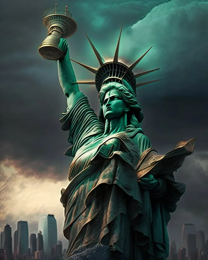 Human version of the Statue of Liberty