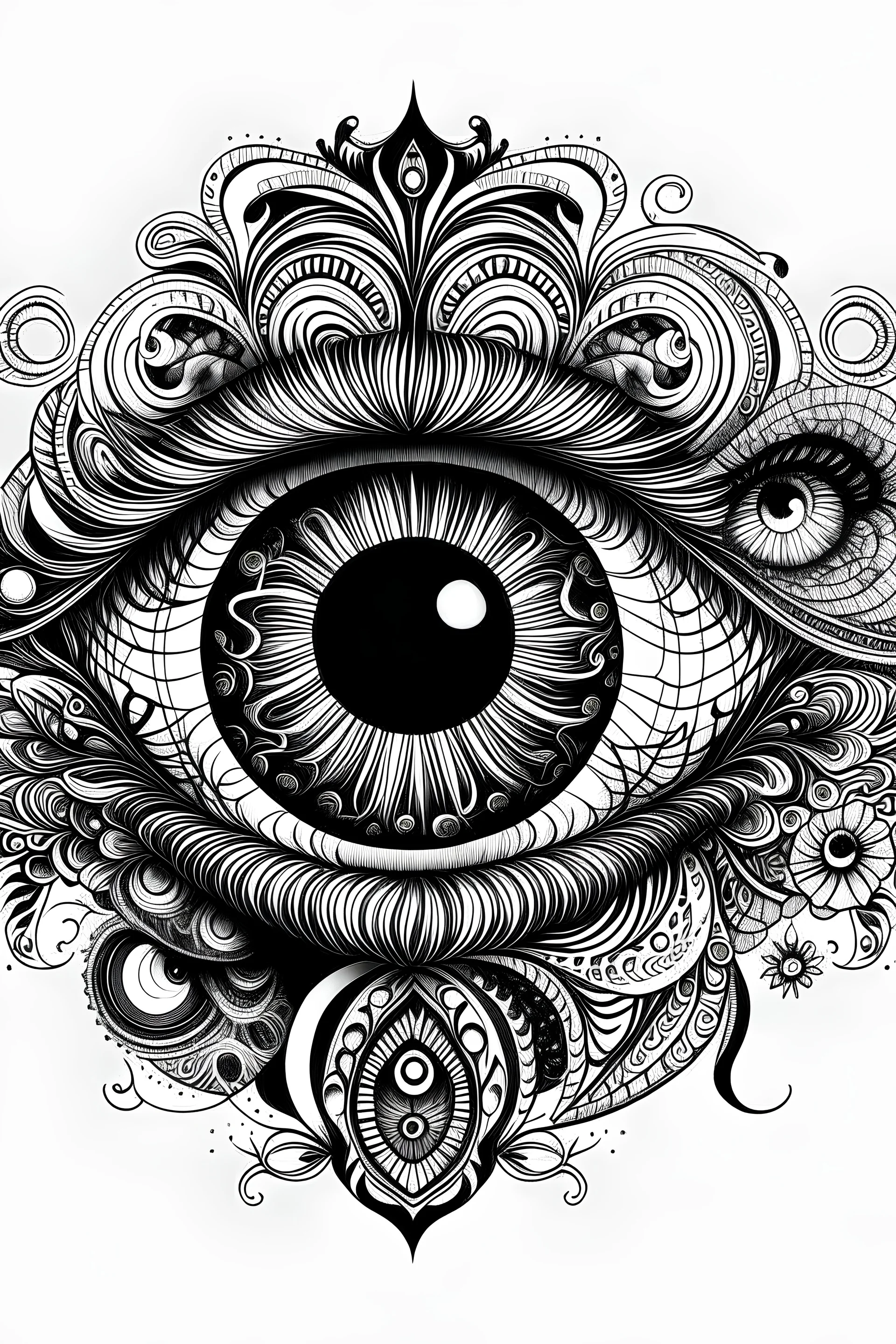 mandala eyes drawings in black ink vector images