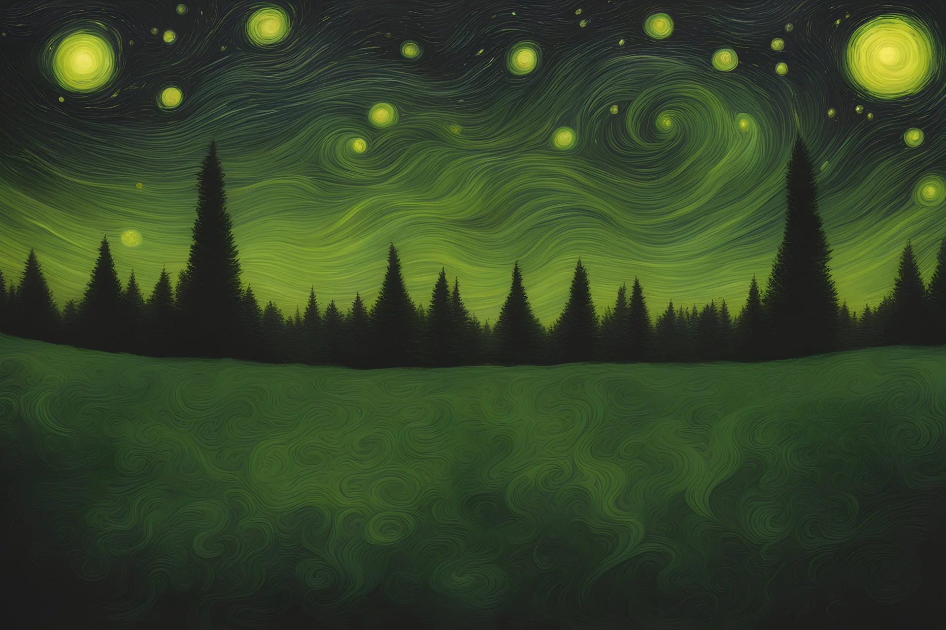 Starry night with Green colours