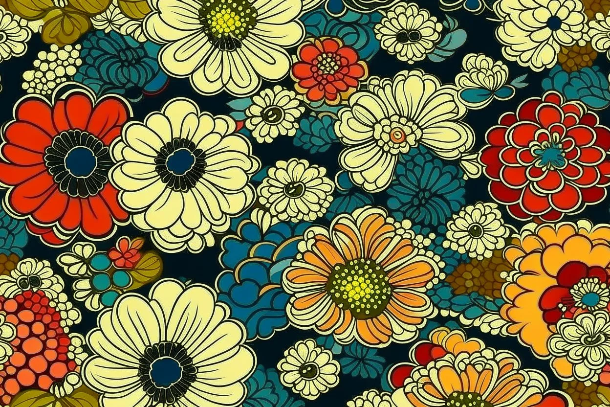 JAPANESE POPART FLOWERS theme PATTERN