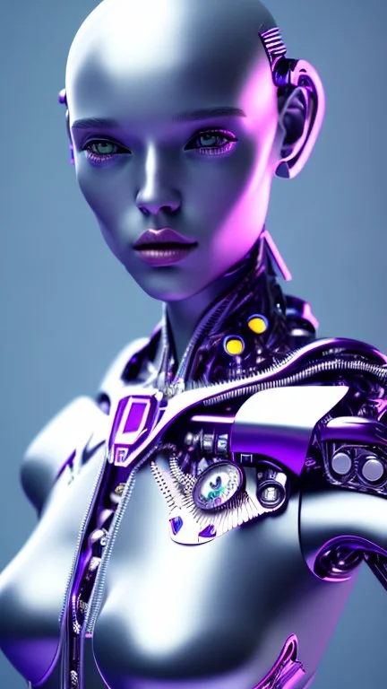 Cyborg Girl, nion, purple , 3D, 4K,8K
