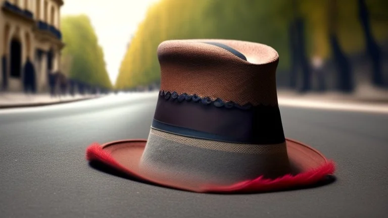 frenchman kickinga hat that is laying on the road