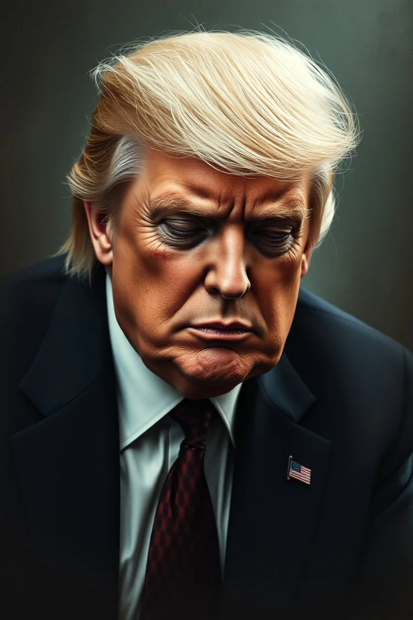 Portrait of Donald trump mixed with zombie features