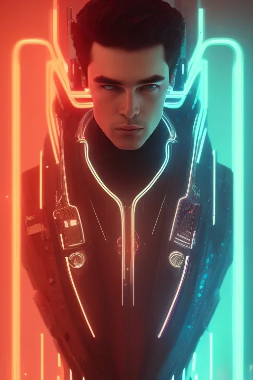 cyberpunk, head, men, portrai, tron