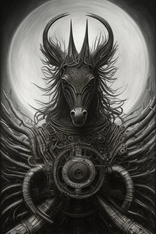 sauron on horse by h r Giger, Tim burton, junji ito, dystopian surrealism, dark horror fantasy, hdr, artstation intricate details, demonic, dark art, dark noir, neoclassical gothic horror