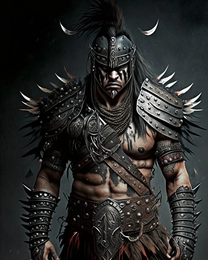 Warrior warrior with leather and metal clothes