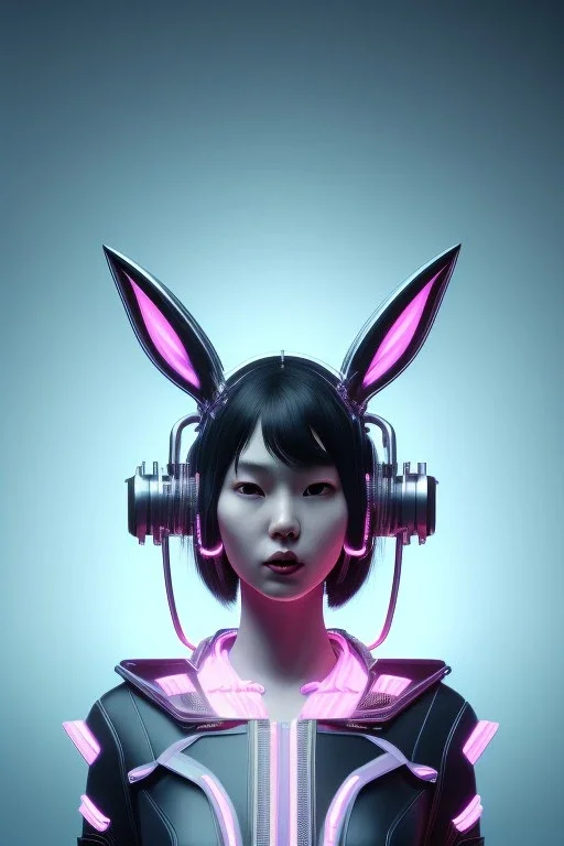 Portrait, Front image, cyberpunk Asian woman with rabbit mask, black pink color, latex dress, highly detailed, concept art, smooth, unreal engine 5, god rays, ray tracing, RTX, lumen lighting, ultra detail, volumetric lighting, 3d, finely drawn, high definition, high resolution.