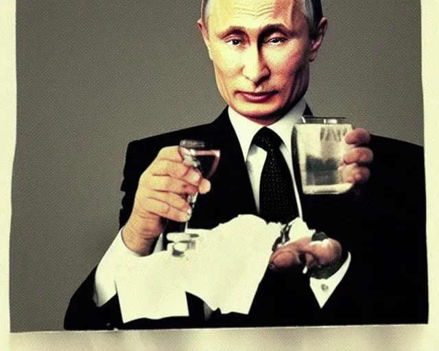 president Putin old and drink blood