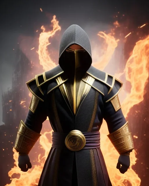 Scorpion, mask cover whole face and hood , mortal kombat 11, highly detailed, hyper-detailed, beautifully color-coded, insane details, intricate details, beautifully color graded, Cinematic, Color Grading, Editorial Photography, Depth of Field, DOF, Tilt Blur, White Balance, 32k, Super-Resolution, Megapixel, ProPhoto RGB, VR, Half rear Lighting, Backlight, non photorealistic rendering