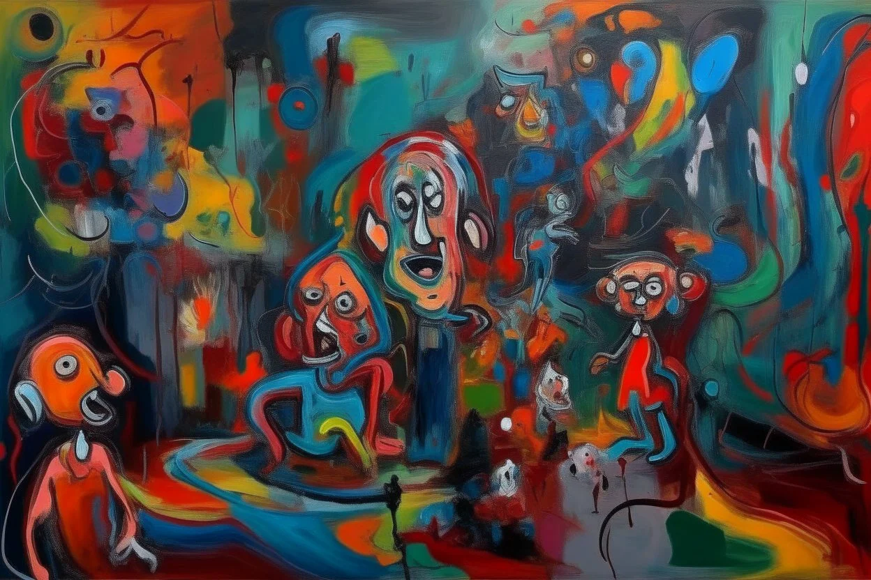 emotions, chaotic, cozy mood, neo-expressionism, acrylic paint