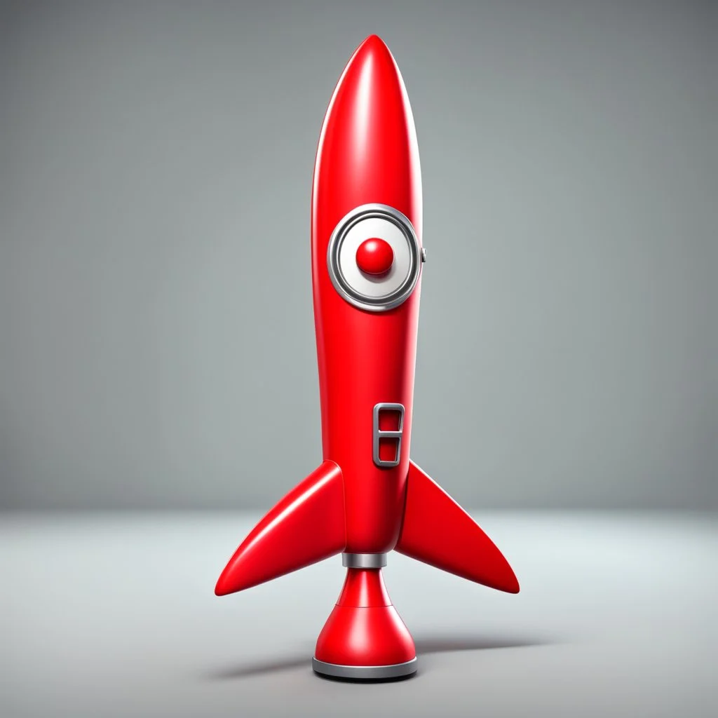 red rocket cartoon stylized 3d