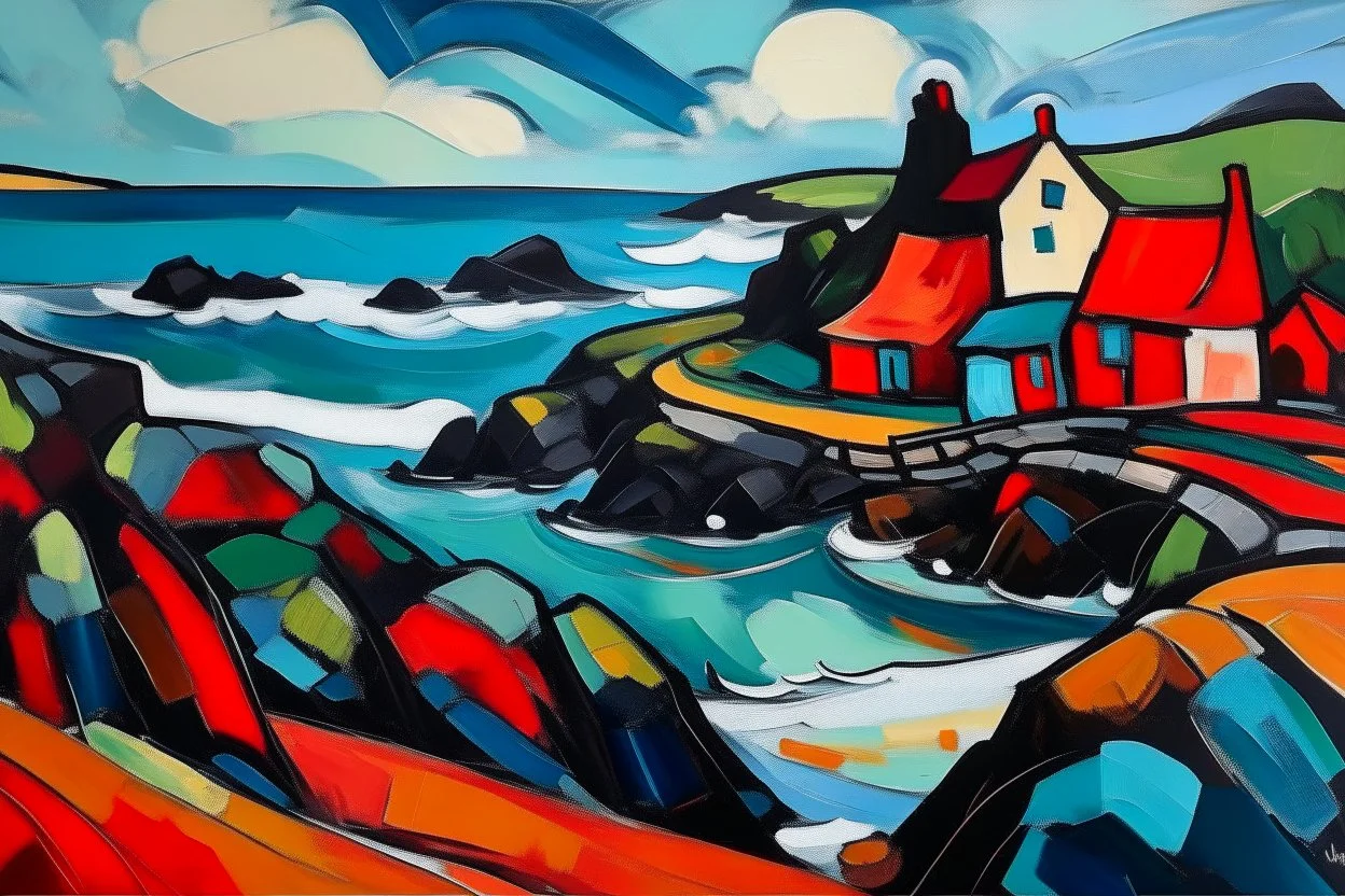 abstract landscape of iona in the style of the Scottish colourists