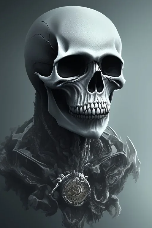 Dark style man in white skull mask