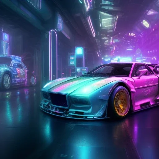 Cyberpunk Hyper cars,perfect composition, hyperrealistic, super detailed,neon light, 8k, high quality, trending art, trending on artstation, sharp focus, studio photo, intricate details, highly detailed,film photography, dslr, cinema4d, studio quality,nightclub lighting,octane render, by greg rutkowski