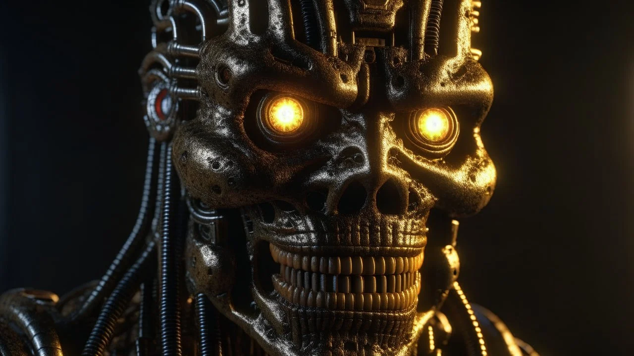 4k full detail, realistic, terminator vs Eddie iron maide