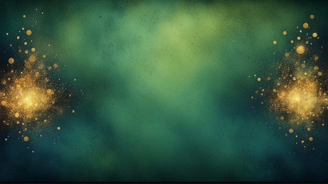 Hyper Realistic Green, Navy-Blue & Golden Abstract Retro Grungy Texture With Glowing-Embers