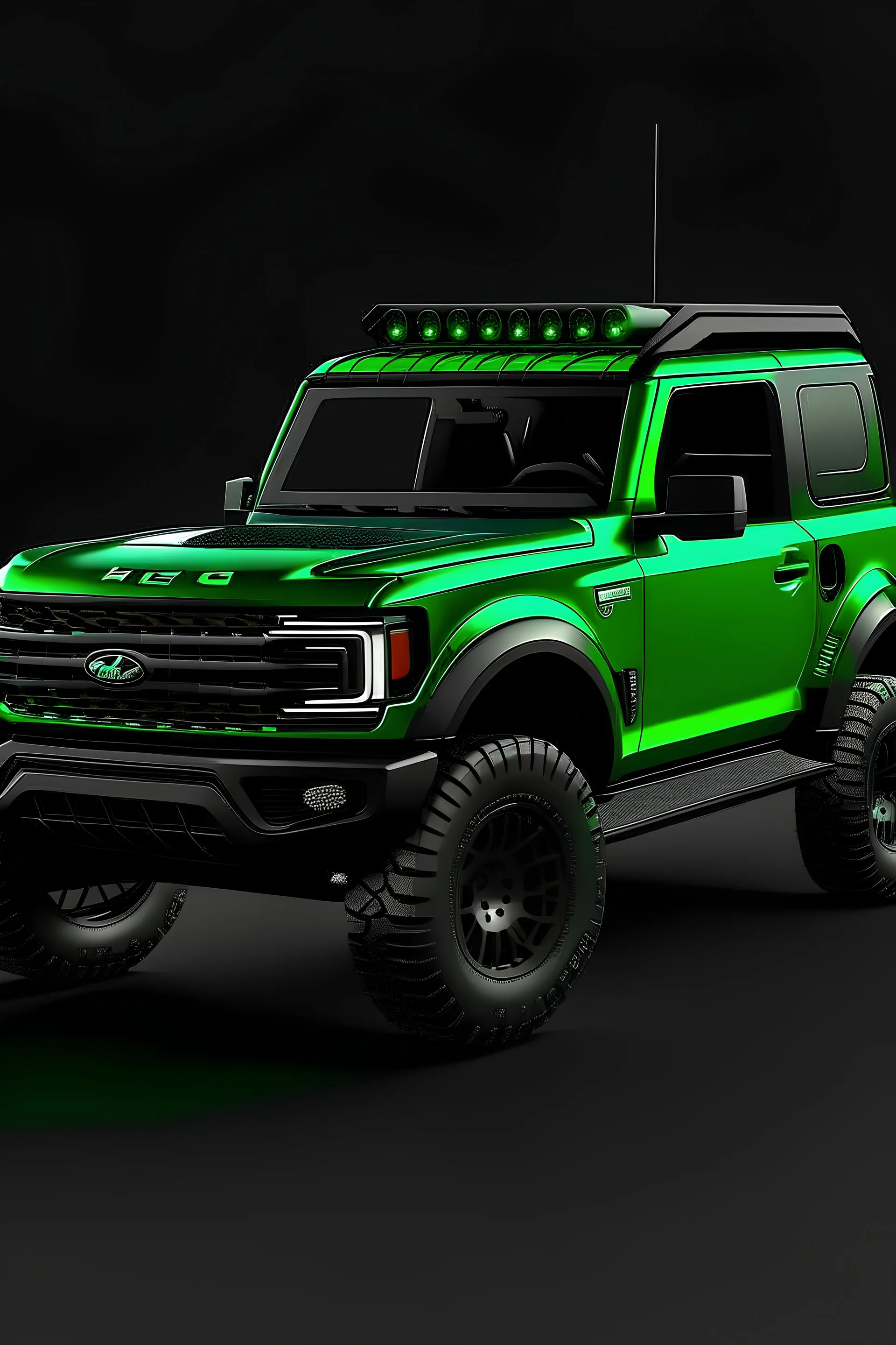 2023 ford bronco black diamond edition in eruption green with a turtle motif to be made into a sticker