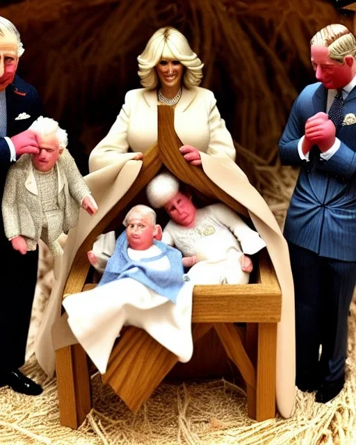 Prince Charles and Camilla in a nativity scene