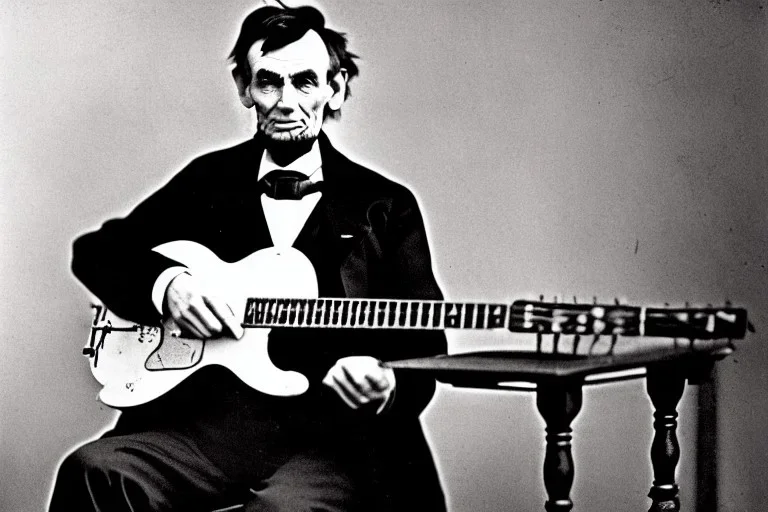 Abraham lincoln playing lead guitar for the kinks