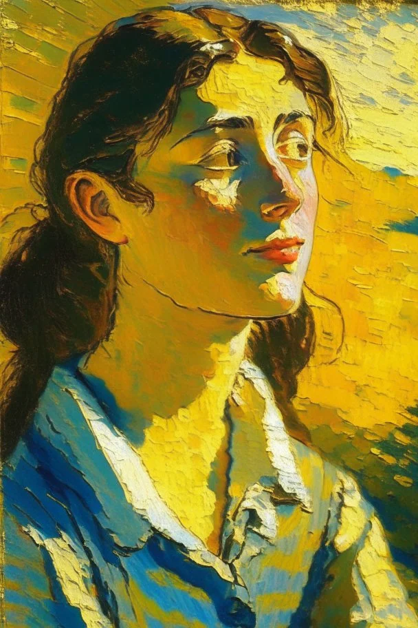 young brunette woman in the sunlight by van gogh