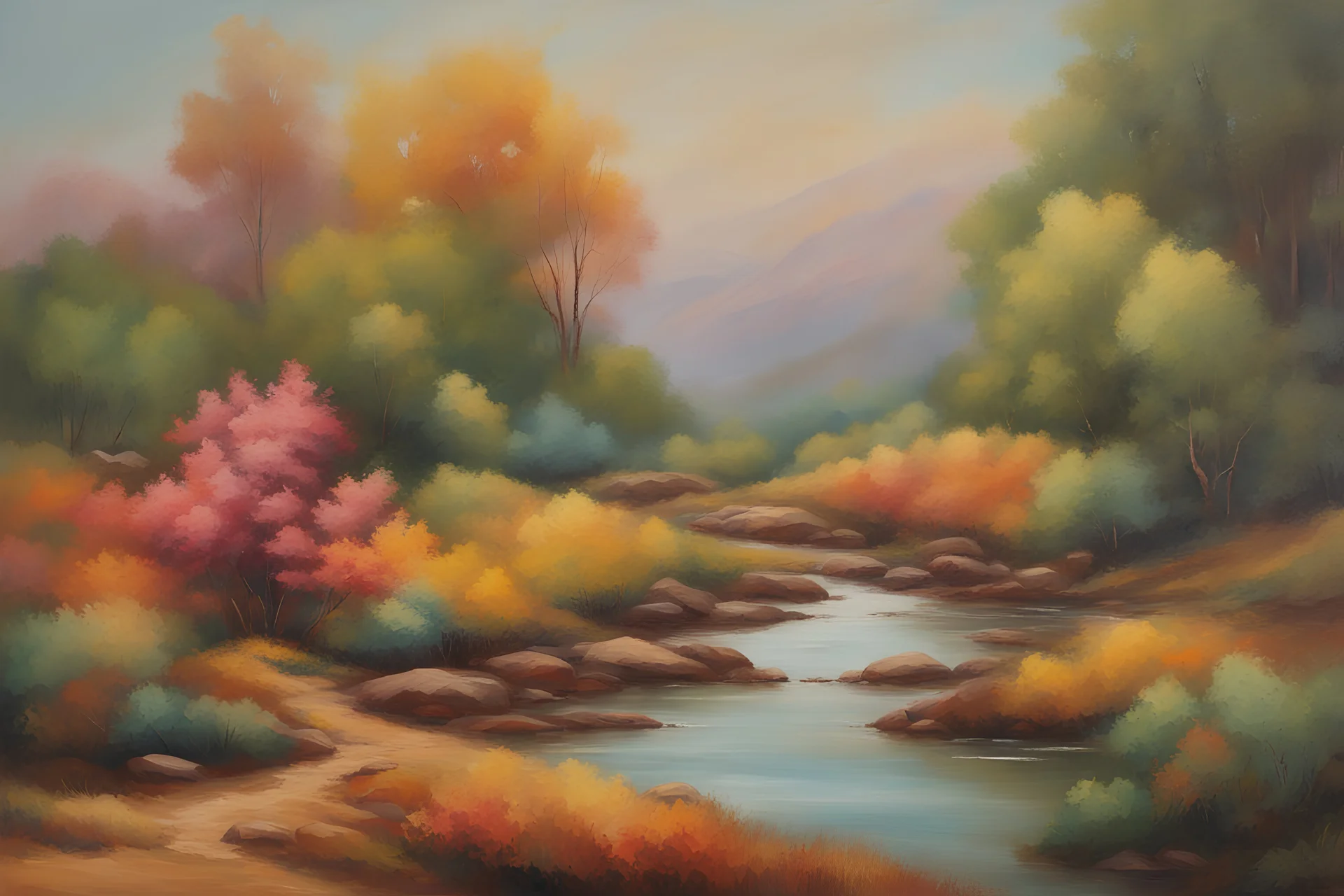 oil painting of bright landscape