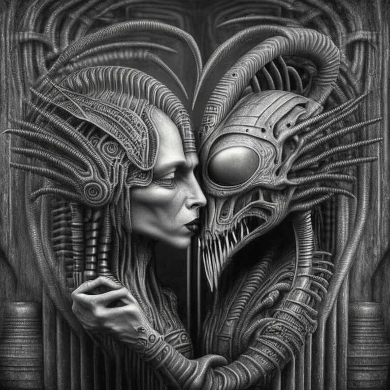 love in the style of HR Giger