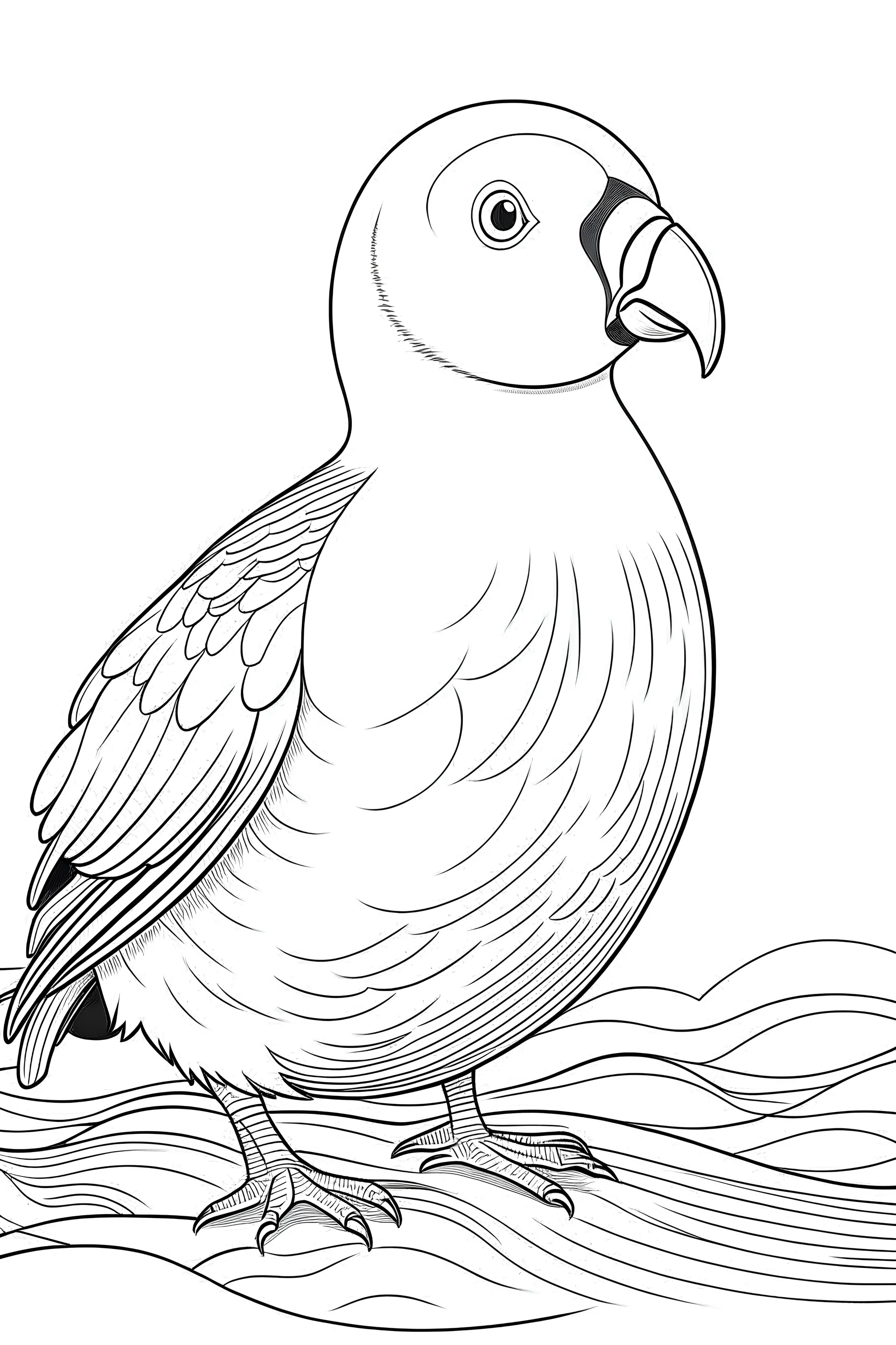 coloring book image of a puffin