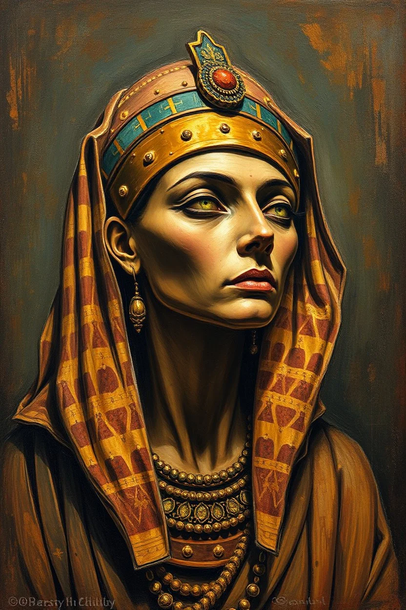 Busch painting style nightmare, an old Egyptian woman